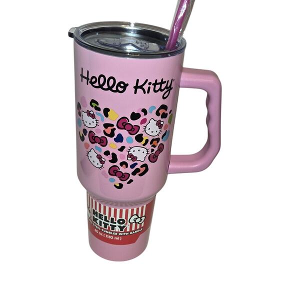 Hello Kitty 40 oz Stainless Steel Tumbler Pink with Lid and Straw - Picture 2 of 6